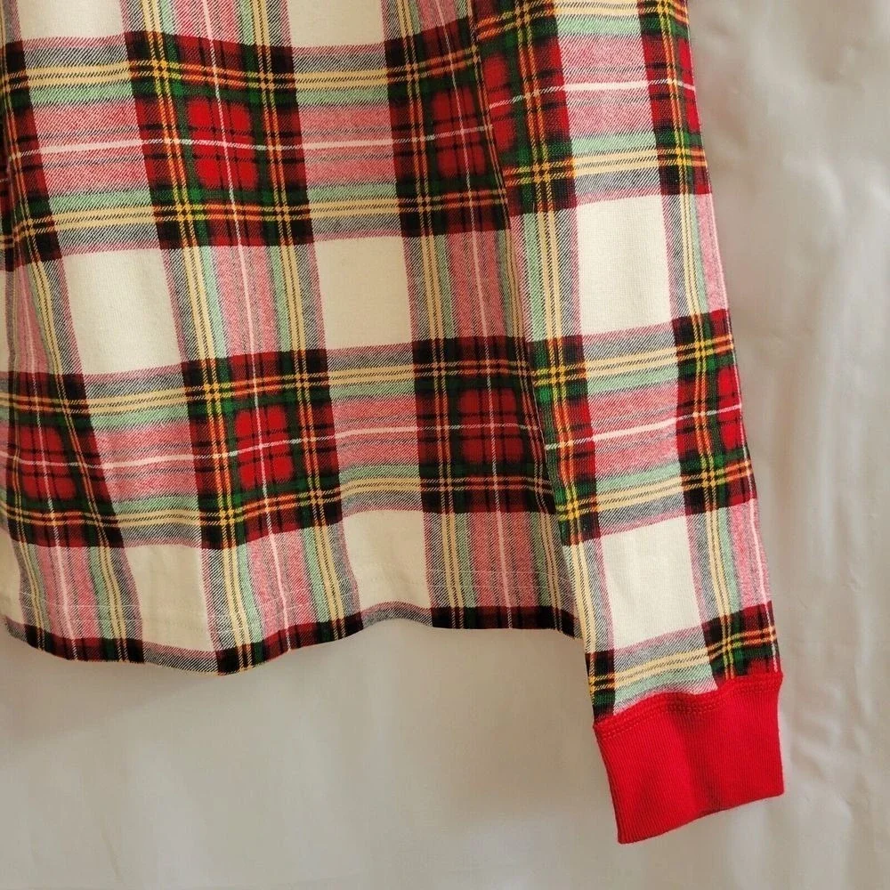 Hanna Andersson Girls‎ Pajama Top 14 Red Plaid Holiday Long John Long Sleeve